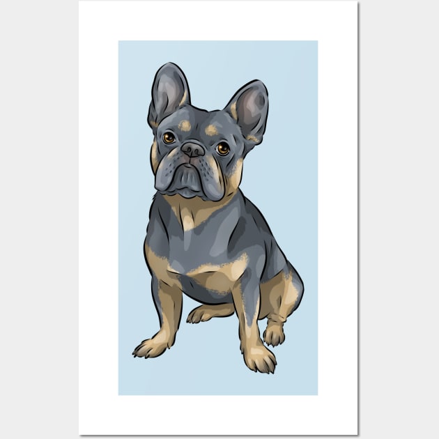 French Bulldog | Blue and Tan | Dilute Wall Art by Shirin Illustration